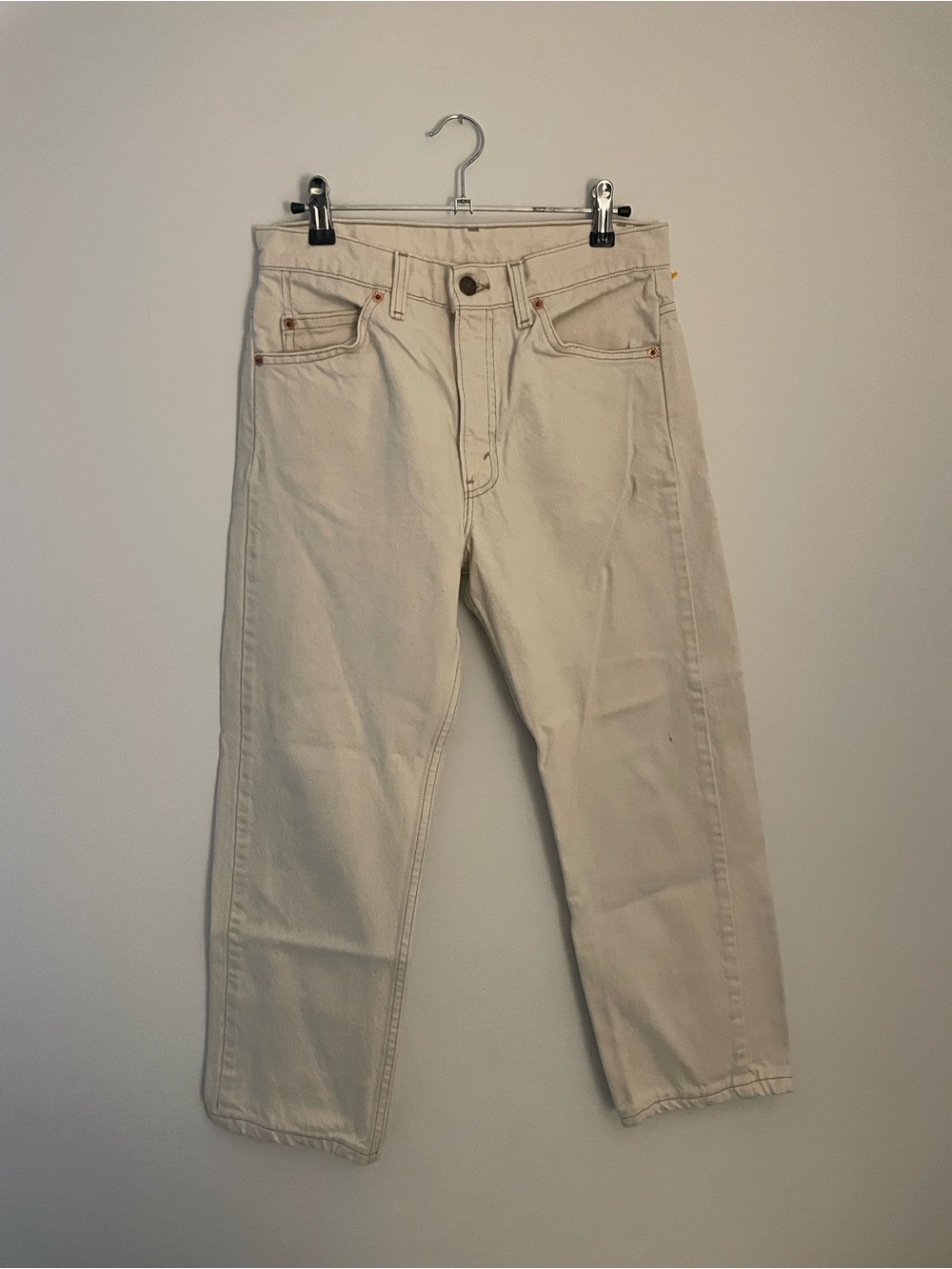 Men's Cream Vintage Levi 505 Straight-Leg Orange Tag Jeans